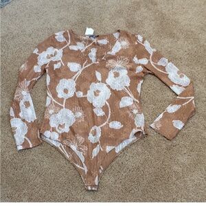 NWT! CHARLOTTE RUSSE Size XL cream combo lace bodysuit